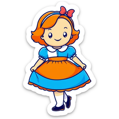 Disney's animated Alice in Wonderland curtseying with a bright cheerful smile in her blue dress sticker