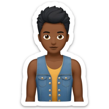 Un personnage noir avec un débardeur blanc et un jean 👖 avec des cheveux court  sticker