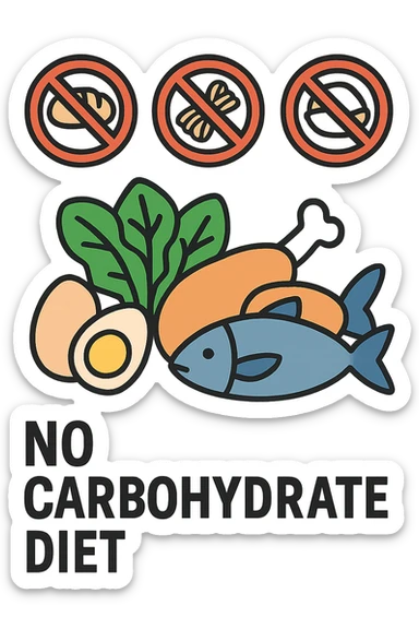Dieta senza carboidrati rappresentata sticker