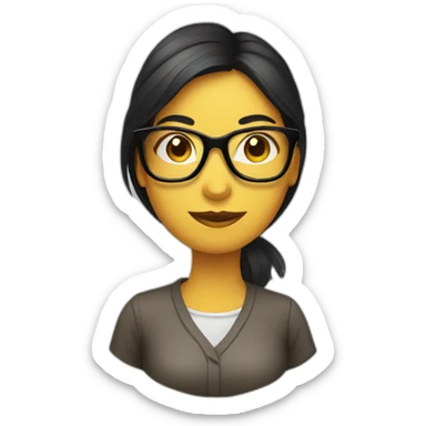 female duck wearing glasses with dark hair sticker