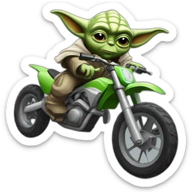Yoda sur moto cross en roue arrière sticker