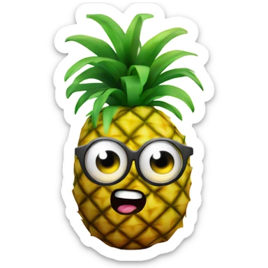 3D one shy pineapple  👱‍♀️🍍 with big shiny eyes 👀 The pineapple cute embarrassed ☺️ sticker