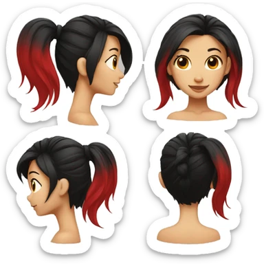 girl split red and black hair sticker
