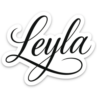 creative and eye-catching wordmark of the name LEYLA in artistic handwritten calligraphy style sticker