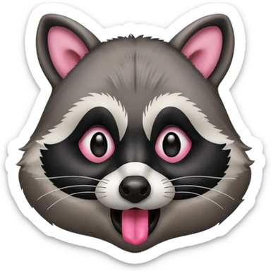 a raccoon with its tongue out sticker