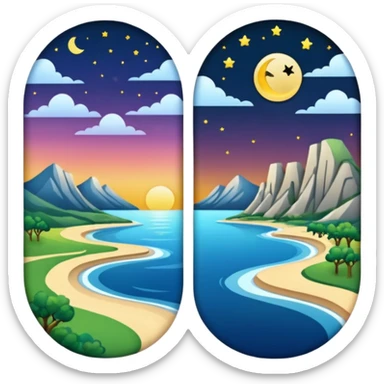 Day & Night in a single picture half night half day sticker