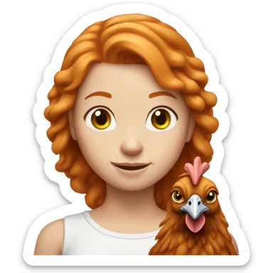 Ginger girl with a brahma hen sticker