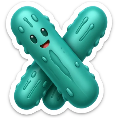 Multiple Lactobacillus bacteria emojis, thick rod shape, teal green, soft fibrous texture, clean ingredient icon style
 sticker