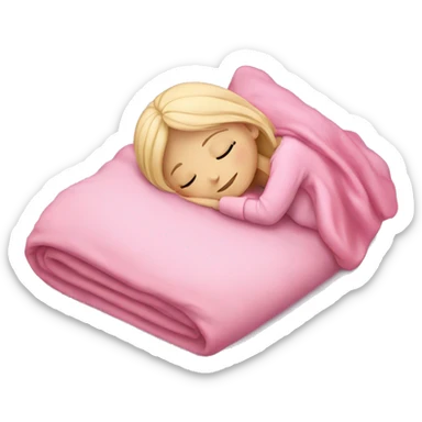blonde girl sleeping on side with pink blanket sticker