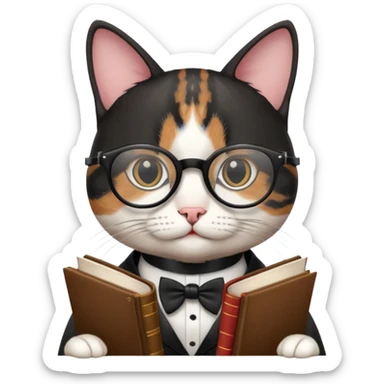 Travelling studious cat sticker