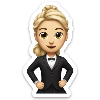 a ballerina in a black suit sticker