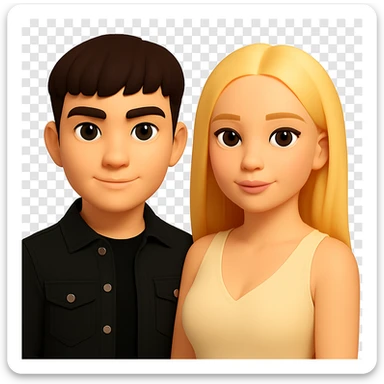 Slightly increase the volume of the upper body of the girl and turn her to face forward, maintaining a cartoon style. Transparent background. sticker