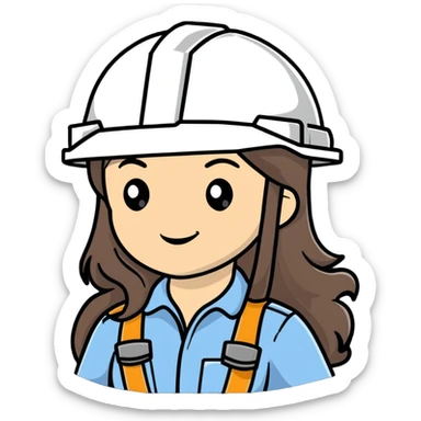 Female engineer with white safety helmet and long hair sticker