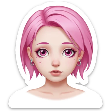pale girl with pink hair and face piercings sticker