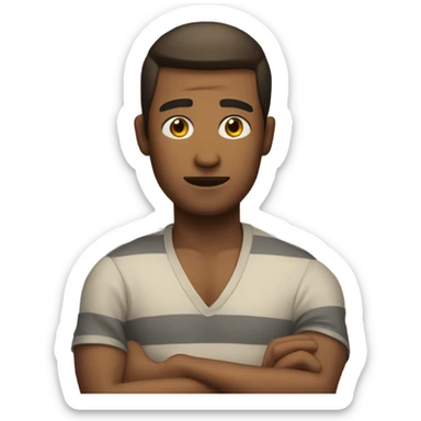 Freezing man with sun shining eyes n beach blanket sticker