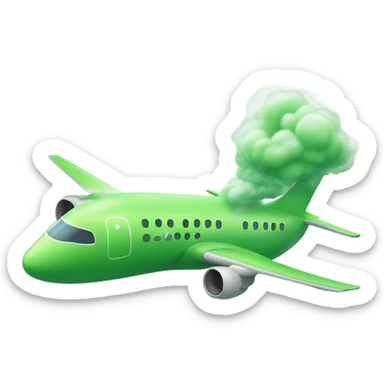 Create a picture of an aeroplane that is farting in emoji style sticker