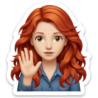 Intense fear of public speaking, white woman, long curly red hair, make hair more wavy and less puffy sticker