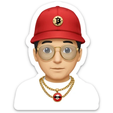 Mike D from Beastie Boys with dark glasses and red hat linux logo medallion on gold chain sticker