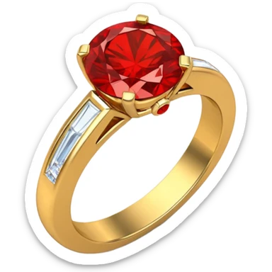 anillo de compromiso dorado con la gema roja sticker