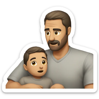 Padre abrazando a el hijo, pero quiero colocarle dos caras  sticker