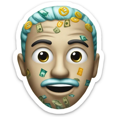 money mouth face emoji in 1960s su sticker