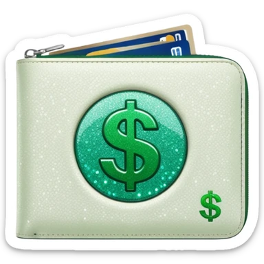 glitter white wallet green symbol $ sticker