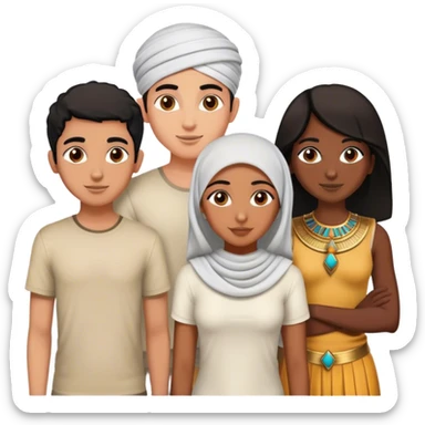 4 bestfriends, 1 south adian girl, 1 Egyptian boy, persian girl 1 moroccan boy 1 black boy sticker