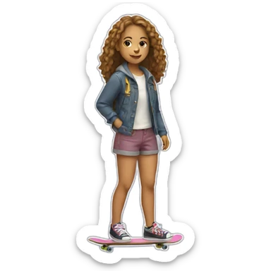 Make a sticker of the 30 birthday of a woman Who looks like a girl of 16 with a skateboard in his hand sticker