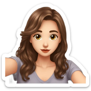 a woman taking a selfie in front of a mirror, a picture, tachisme, she is about 1 6 years old, brown hair and large eyes, discord profile picture, ekaterina sticker