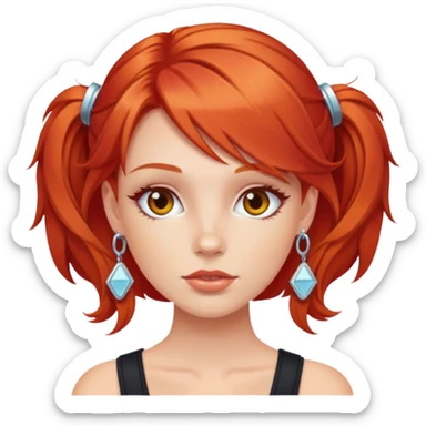 red-haired girl with y2k accessories sticker