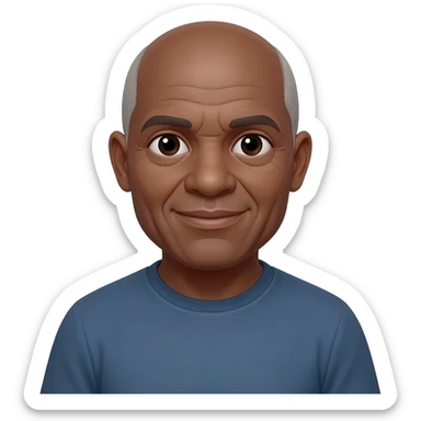 This man with black face with no hair and no beard look like a old man sticker