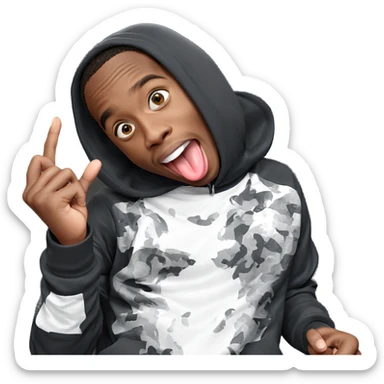 playful boy sticking tongue out sticker