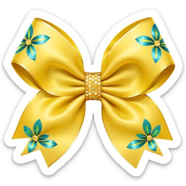 yellow flower bow with glitter sticker