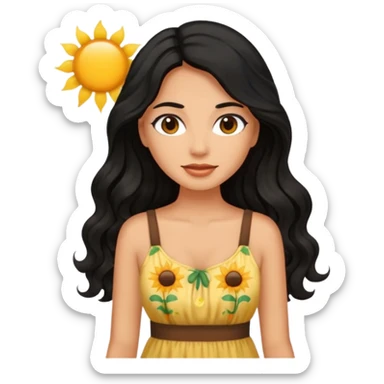 Mujer morena pelo ondulado negro largo sticker