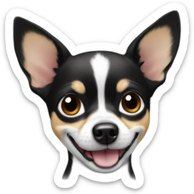 chihuahua black and white smile sticker