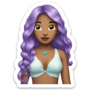 girl with mermaid hair sticker