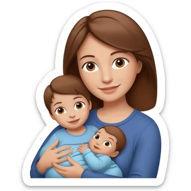 Mother holding infant brown hair fair skin sticker