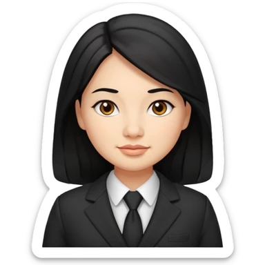 Slightly chubby professional woman with dimples, brown eyes, and long black hair sticker