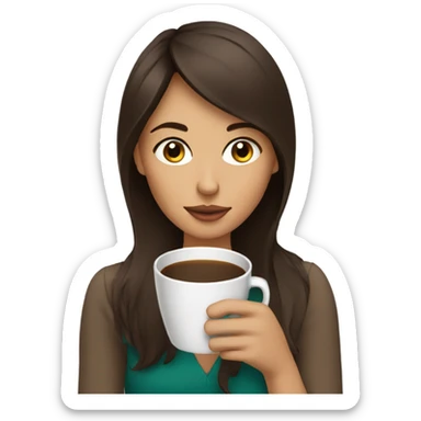 Brunette sipping coffee sticker