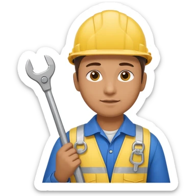 ultra realistic engineer with small ukraine flag and with wrench sticker