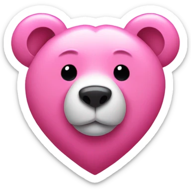 Bear pink heart sticker
