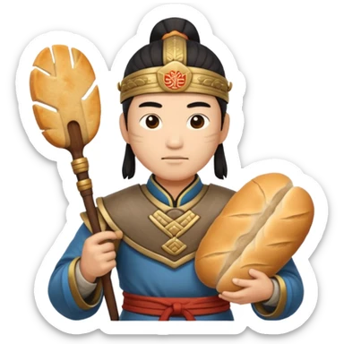chinese ancient warrior with bread sticker