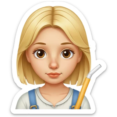 blonde girl straw in nose sticker