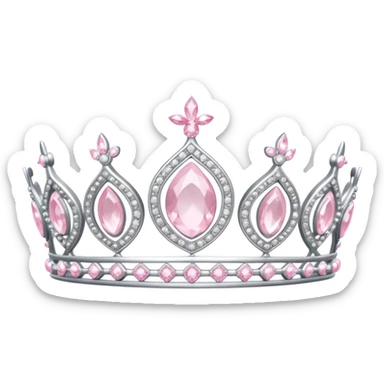 pale pink tiara sparkly silver sticker