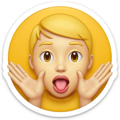 Sticking tongue out with hands gliding through yellow emoji circle face sticker