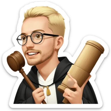 Wearing judges robes holding a gavel  ￼ sticker