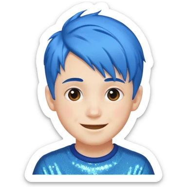 glitter blue gamer Boy happy blue hair sticker