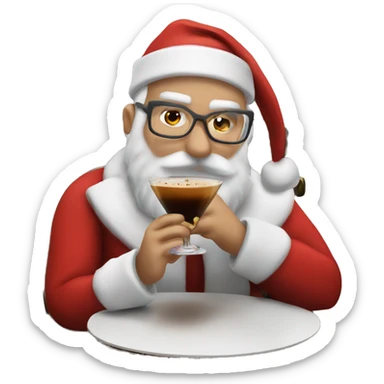 Santa drinking an espresso martini sticker