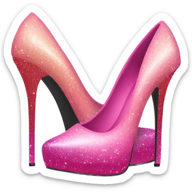 Pink ombre 9in high heels with glitter sticker