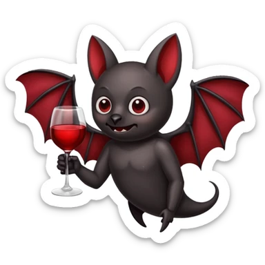 black bat drinking wine sticker